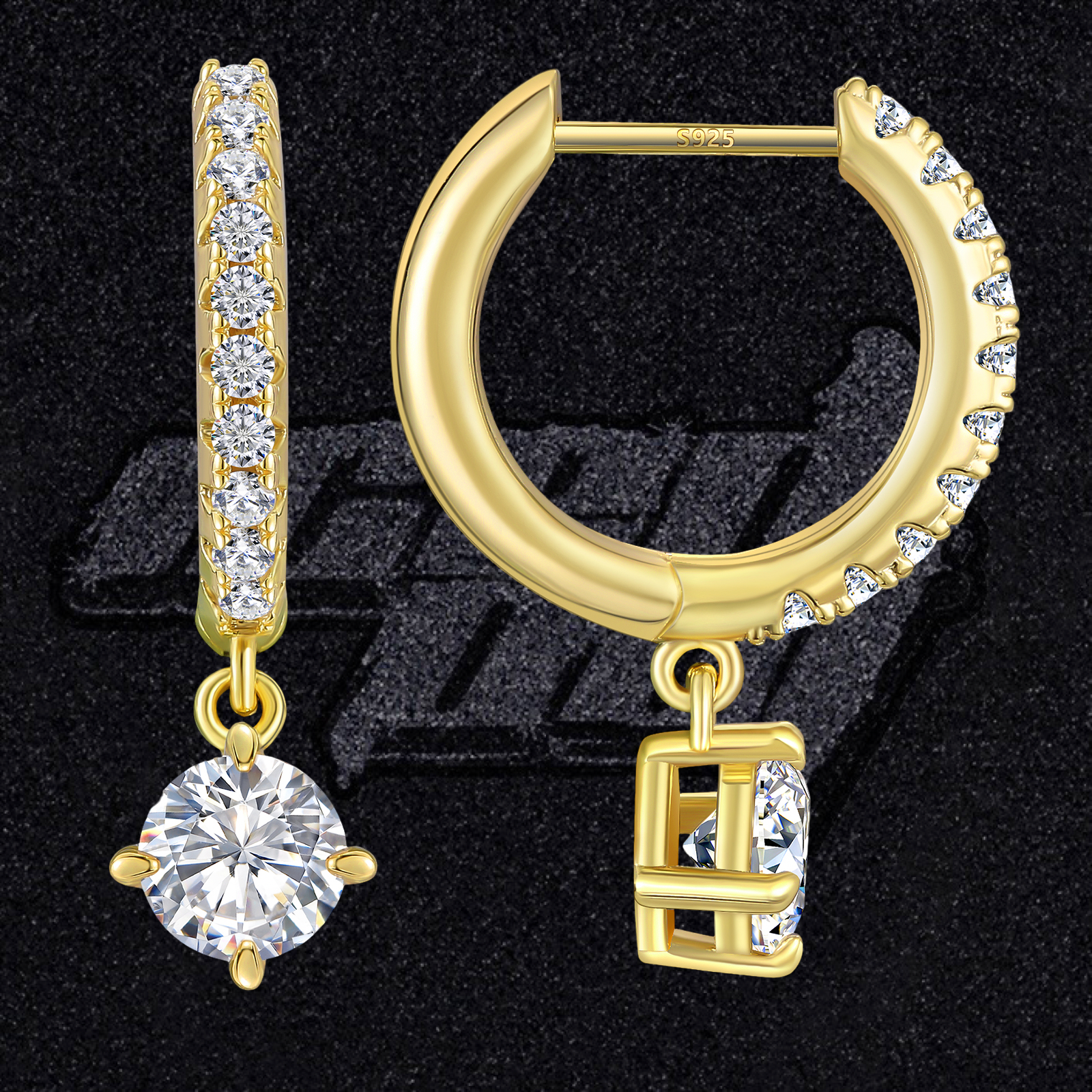 Icedout Gull Dangle Hoop 10mm eyrnalokkar